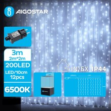 Aigostar - LED Vonkajšia vianočná reťaz 200xLED/8 funkcií 5x2m IP44 studená biela