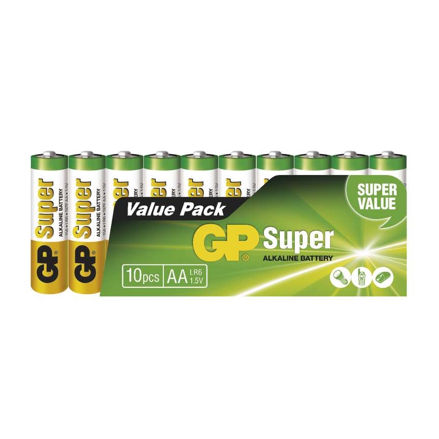 10 ks Alkalická batéria AA GP SUPER 1,5V