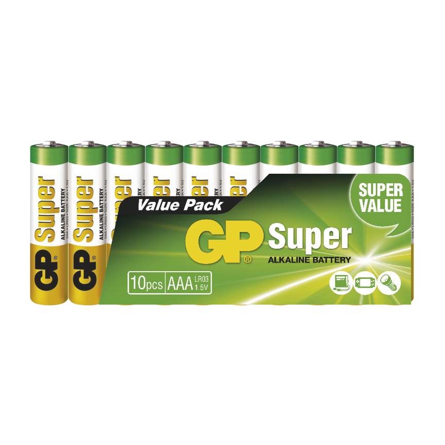 10 ks Alkalická batéria AAA GP SUPER 1,5V