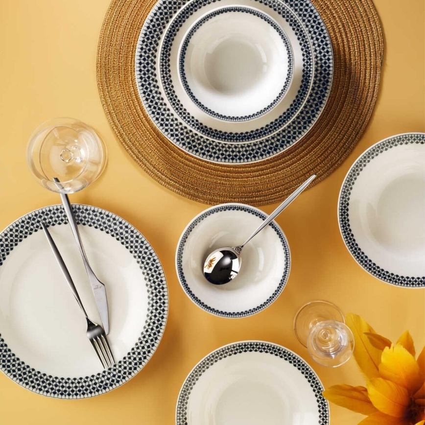 12-dielna jedálenská súprava z porcelánu, biela/čierna