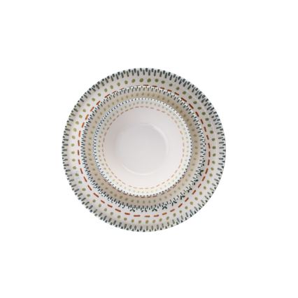 12-dielna pestrofarebná jedálenská súprava z porcelánu