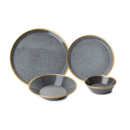 16-dielna jedálenská sada antracit/zlatá/porcelán