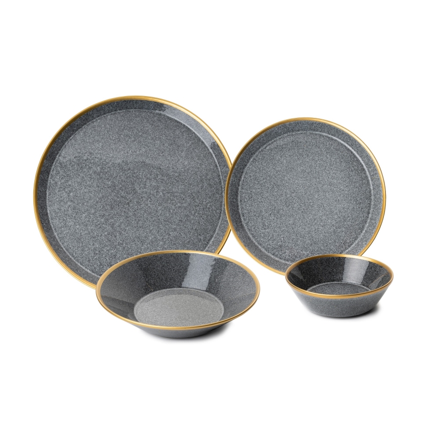 16-dielna jedálenská sada antracit/zlatá/porcelán