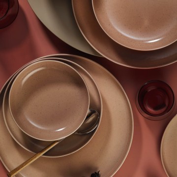 16-dielna jedálenská sada z porcelánu, hnedá/béžová