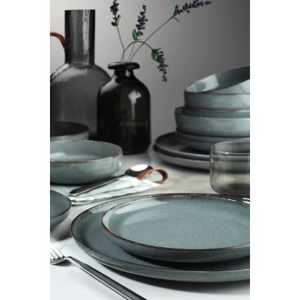 16-dielna jedálenská súprava, sivá/porcelán