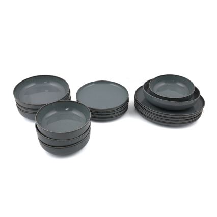 16-dielna jedálenská súprava, sivá/porcelán