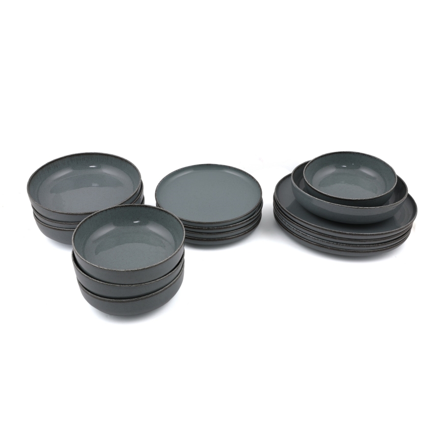 16-dielna jedálenská súprava, sivá/porcelán