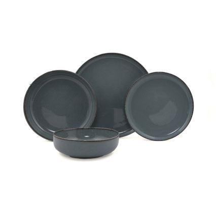 16-dielna jedálenská súprava, sivá/porcelán