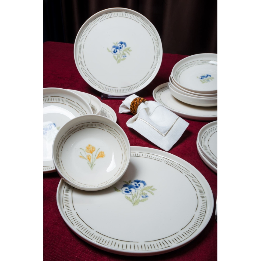 18-dielna jedálenská sada biela/pestrofarebná/porcelán