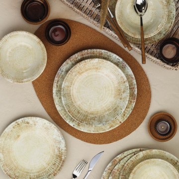 18-dielna jedálenská sada krémová/hnedá/porcelán
