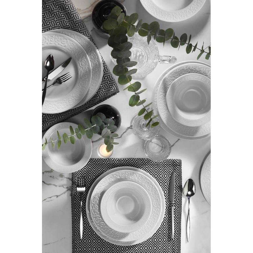 18-dielna jedálenská súprava, biela/porcelán