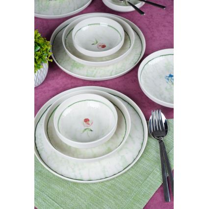 18-dielna jedálenská súprava, zelená/porcelán