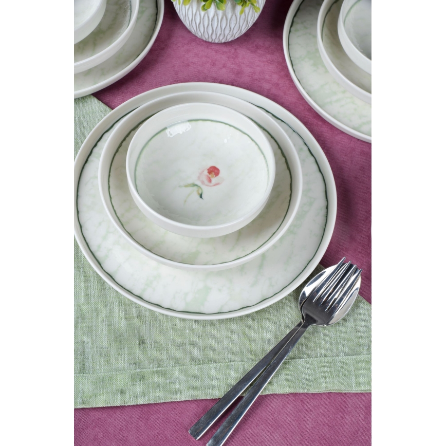 18-dielna jedálenská súprava, zelená/porcelán