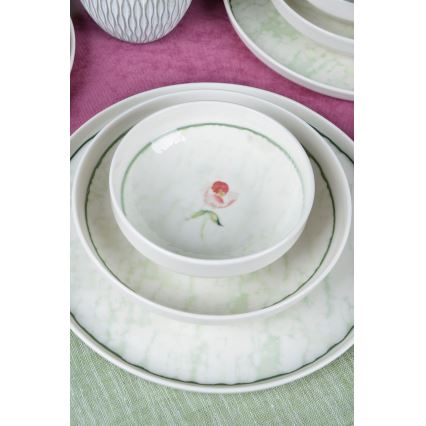 18-dielna jedálenská súprava, zelená/porcelán