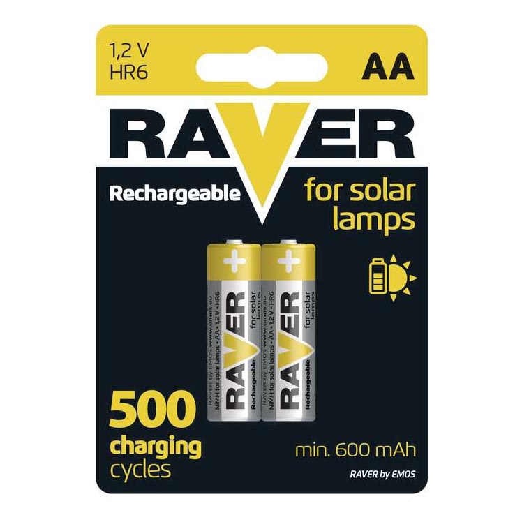 2 ks Nabíjacia batéria AA RAVER NiMH/1,2V/600 mAh