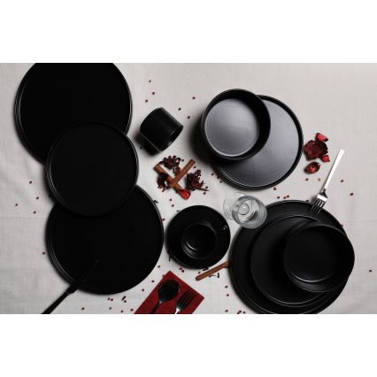 20-dielna jedálenská súprava, čierna/kamenina
