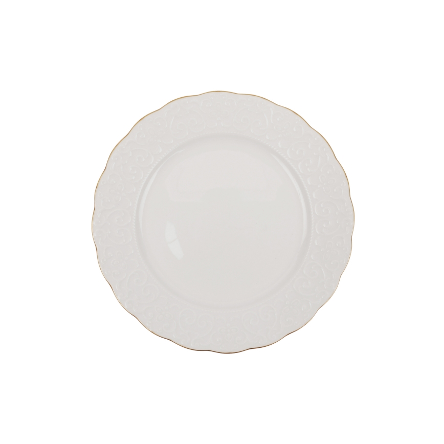 24-dielna jedálenská sada, biela/zlatá, porcelán