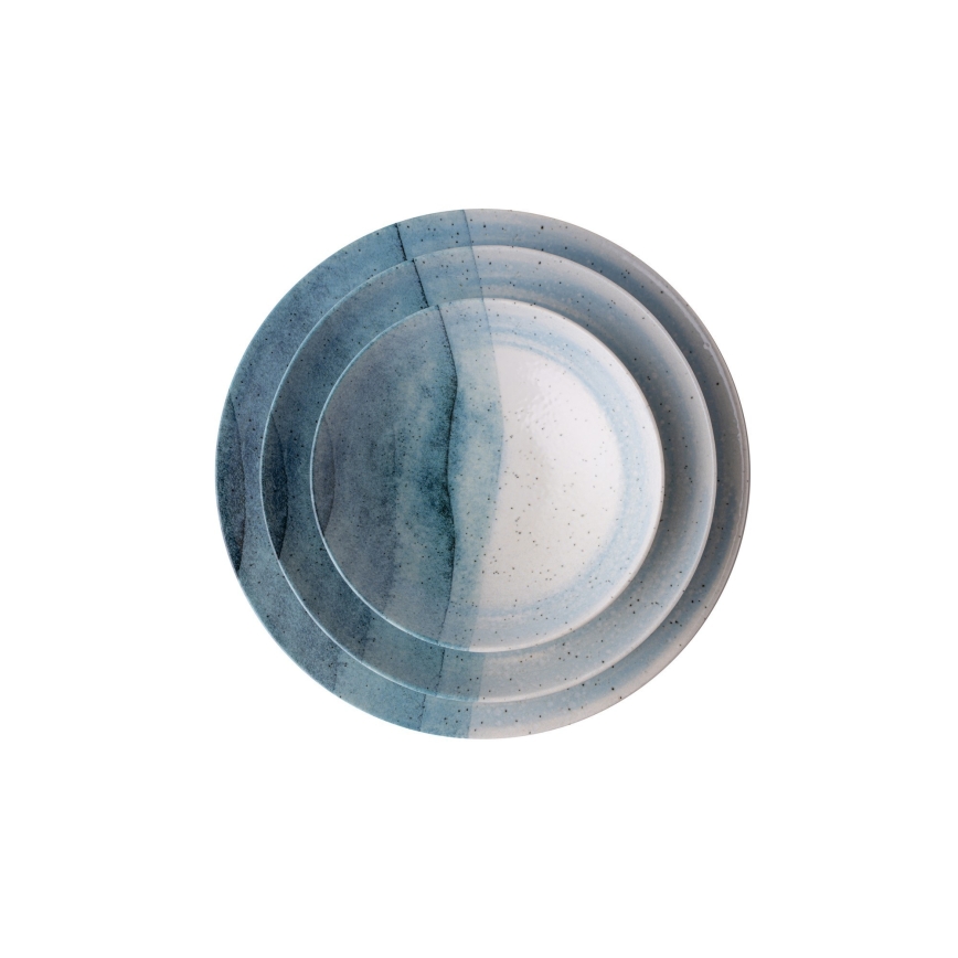 24-dielna jedálenská sada, modrá/krémová, porcelánová