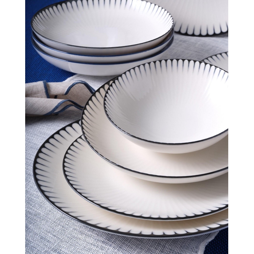 24-dielna jedálenská súprava biela/čierna/porcelán