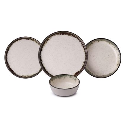 24-dielna jedálenská súprava biela/hnedá/porcelán