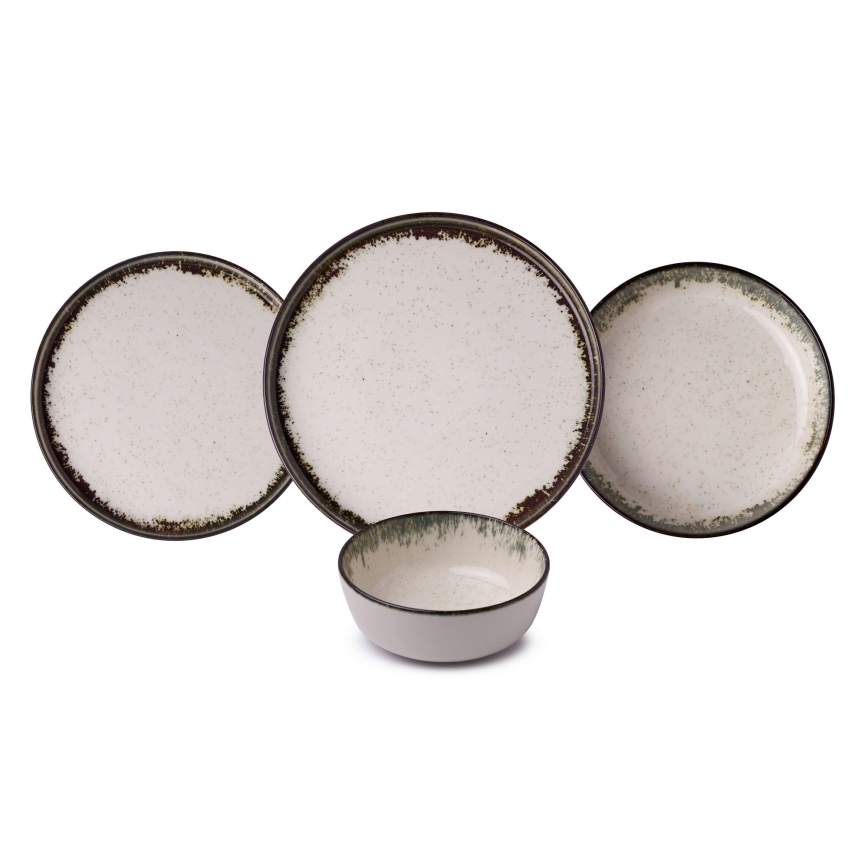 24-dielna jedálenská súprava biela/hnedá/porcelán