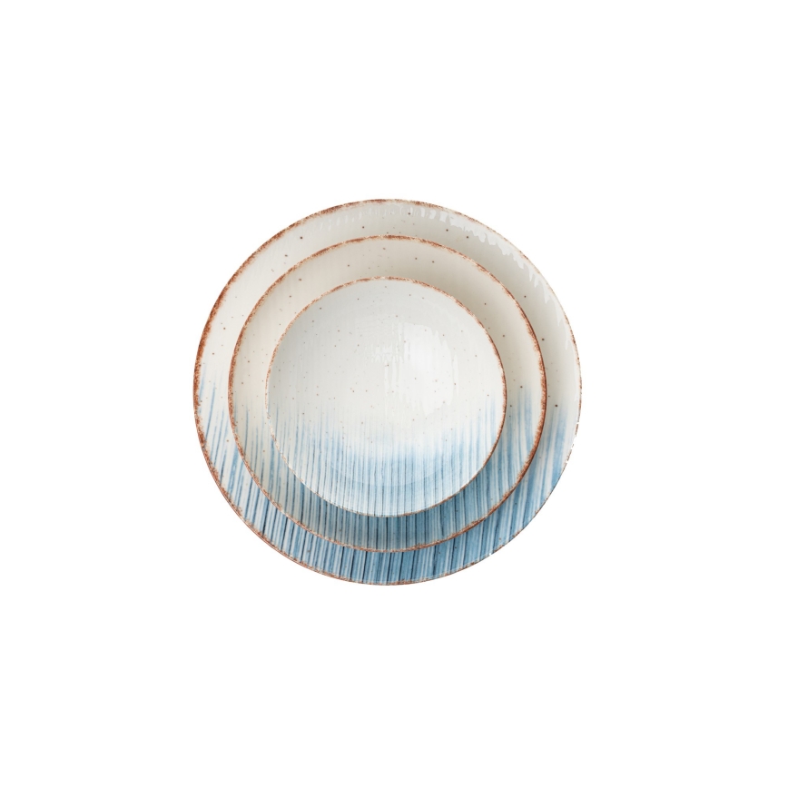 24-dielna jedálenská súprava, biela/modrá, porcelán