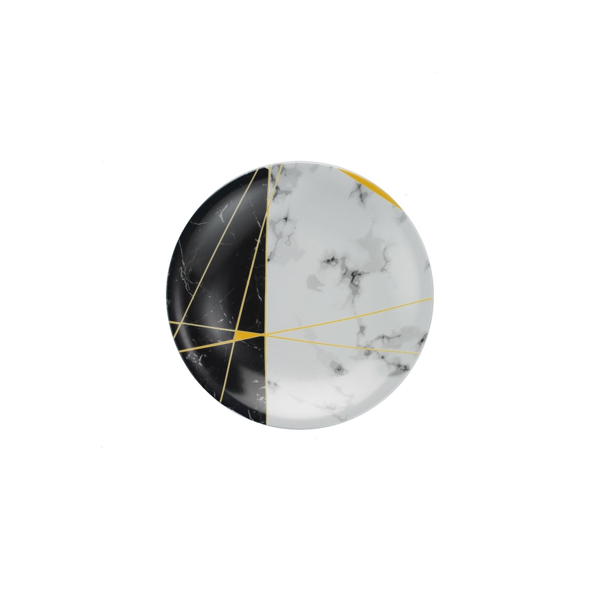 24-dielna jedálenská súprava, čierna/biela/zlatá, porcelán