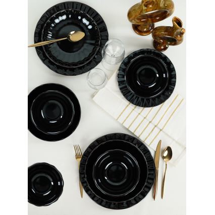 24-dielna jedálenská súprava čierna/kamenina