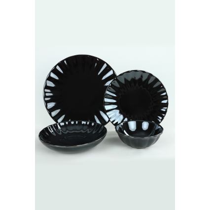 24-dielna jedálenská súprava čierna/kamenina