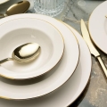 24-dielna jedálenská súprava krémová/zlatá/porcelán