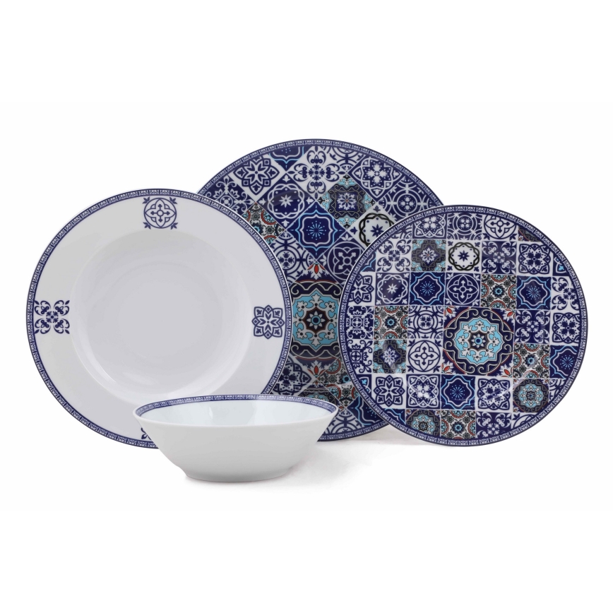 24-dielna jedálenská súprava, modrá, porcelán