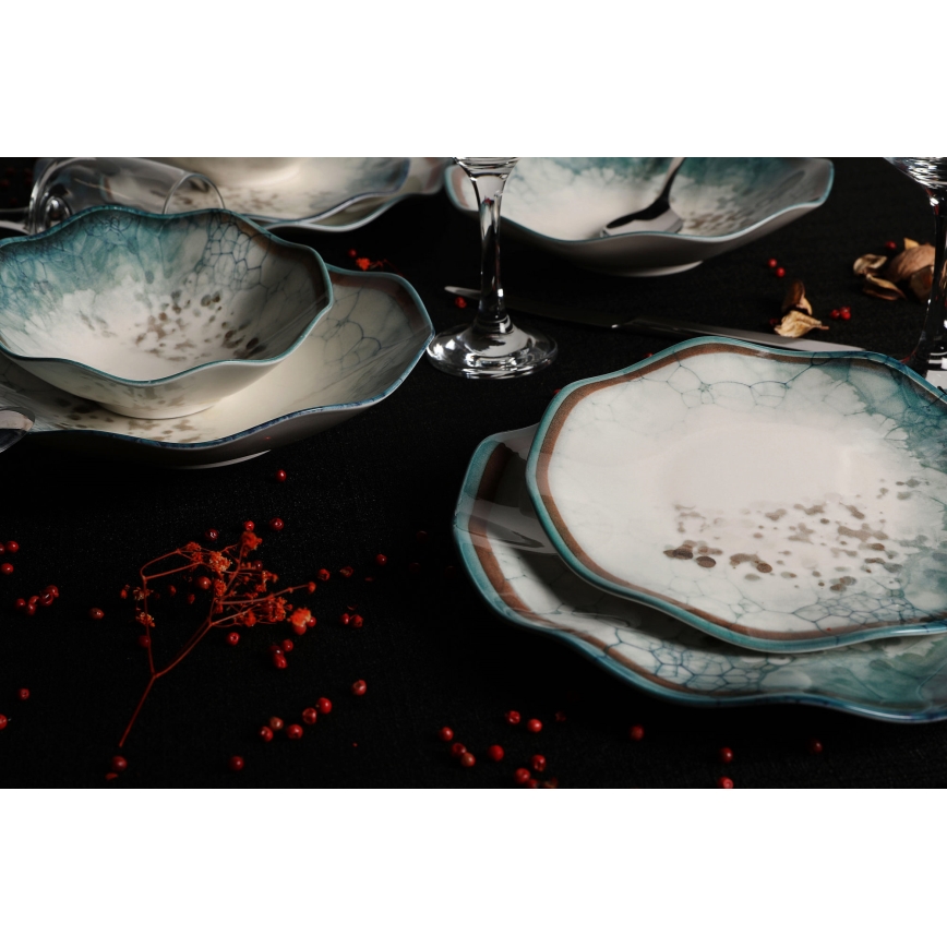 24-dielna jedálenská súprava, modrá, porcelán