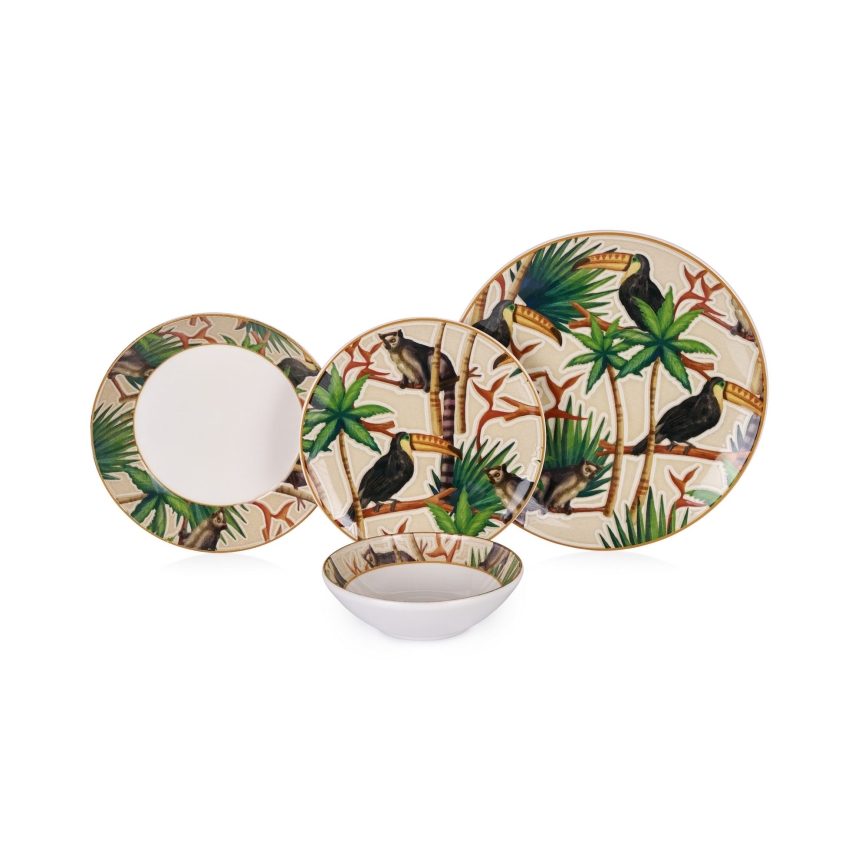 24-dielna jedálenská súprava, pestrofarebná, keramika