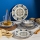 24-dielna jedálenská súprava z porcelánu, biela/modrá/žltá