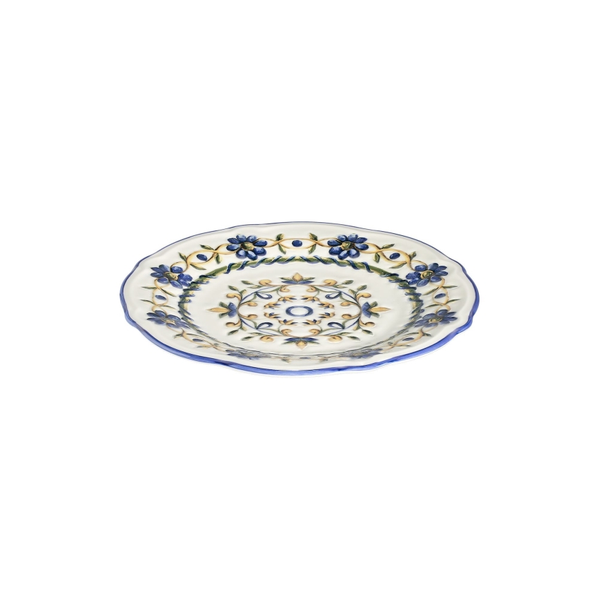 24-dielna jedálenská súprava z porcelánu, biela/modrá/žltá