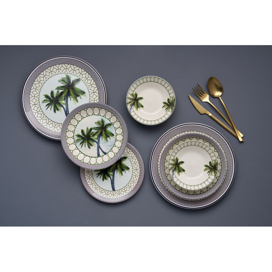 24-dielna pestrofarebná jedálenská súprava, keramická