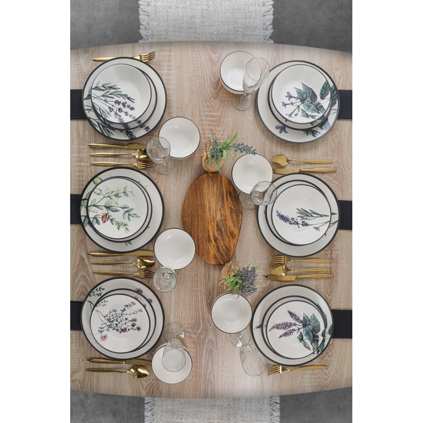 24-dielna pestrofarebná jedálenská súprava z kameniny