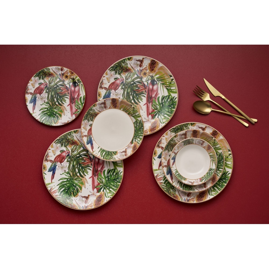 24-dielna pestrofarebná jedálenská súprava z keramiky