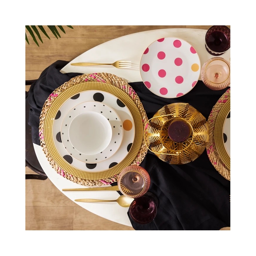 24-dielna pestrofarebná jedálenská súprava z porcelánu