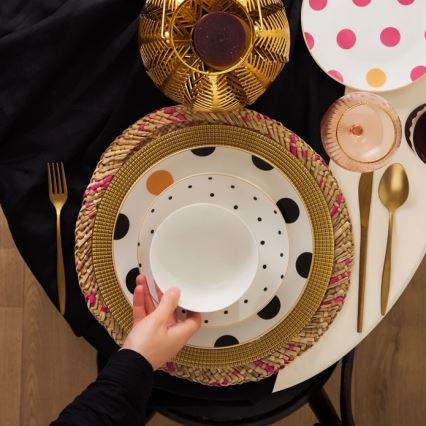 24-dielna pestrofarebná jedálenská súprava z porcelánu