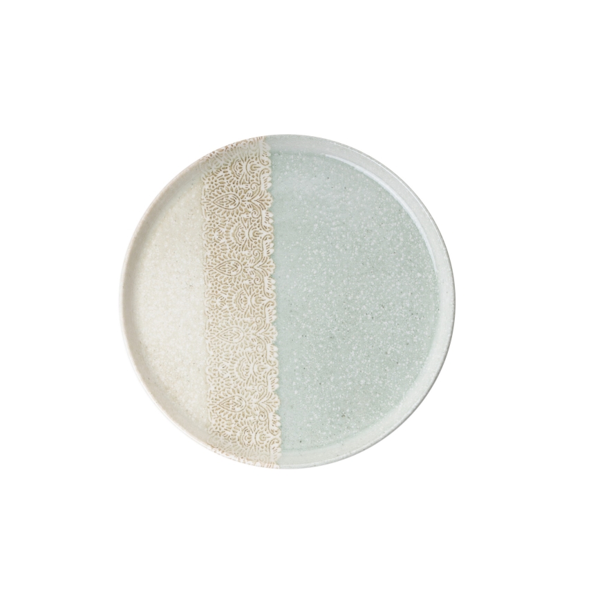 27-dielna jedálenská súprava, béžová/zelená, porcelán