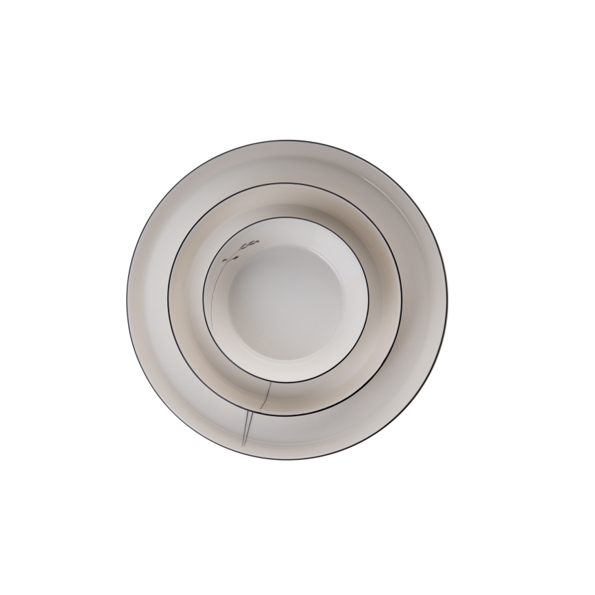 27-dielna jedálenská súprava, biela/čierna, porcelán