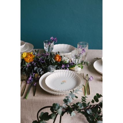 27-dielna jedálenská súprava, biela/zlatá, porcelán