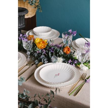 27-dielna jedálenská súprava, biela/zlatá, porcelán