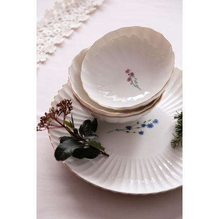 27-dielna jedálenská súprava, biela/zlatá, porcelán