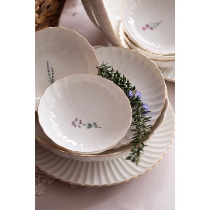 27-dielna jedálenská súprava, biela/zlatá, porcelán
