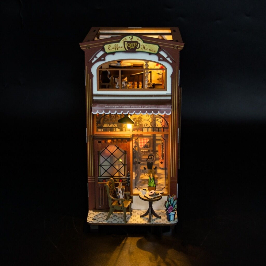 2Kids Toys - 3D skladačka LED Zarážka na knihy Kaviareň 2xAAA