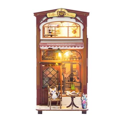 2Kids Toys - 3D skladačka LED Zarážka na knihy Kaviareň 2xAAA