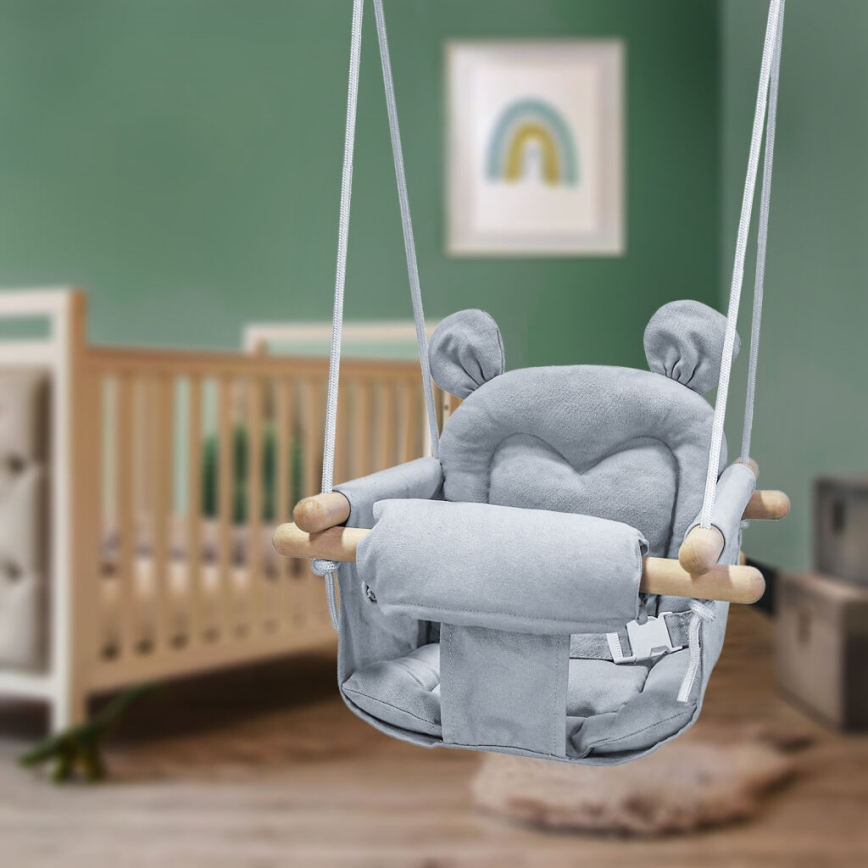 2Kids Toys - Detská textilná hojdačka šedá/buk