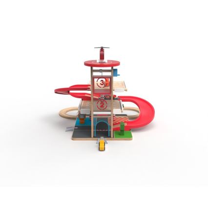 2Kids Toys - Drevená garáž s vláčikodráhou